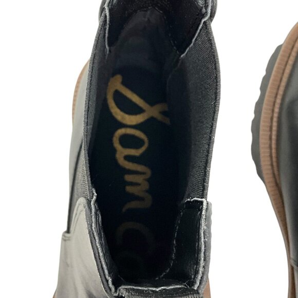 NWT Sam Edelman Laguna Chelsea Boots Black Size 8.5 Leather Brown Trim Combat - Picture 13 of 14